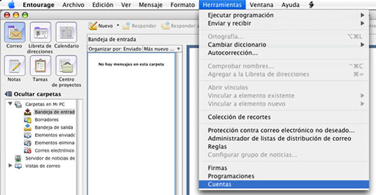 Herramientas -> Cuentas