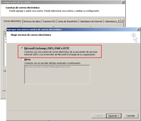 Microsoft Exhange, POP3, IMAP o HTTP